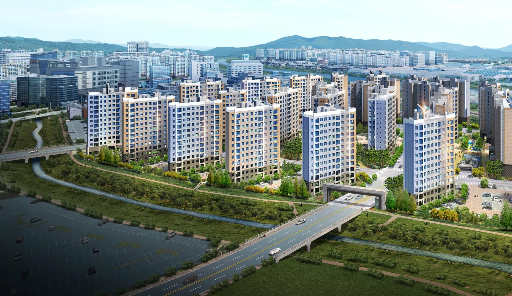 영산강 리버뷰 - 강변이 파노라마뷰로 펼쳐지는 특별한 조망. 수변공원과 연결된 산책로에서 여유로운 일상을 즐기세요.